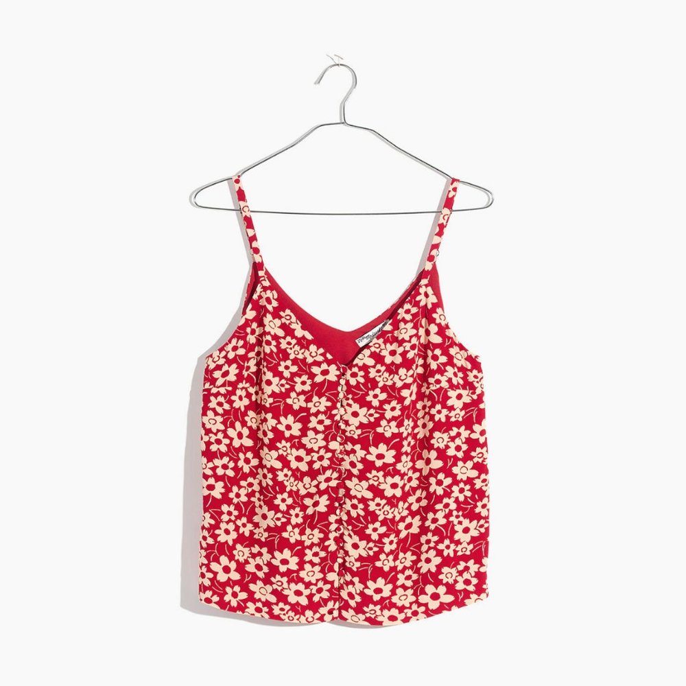 Floral Button Front Tank Top